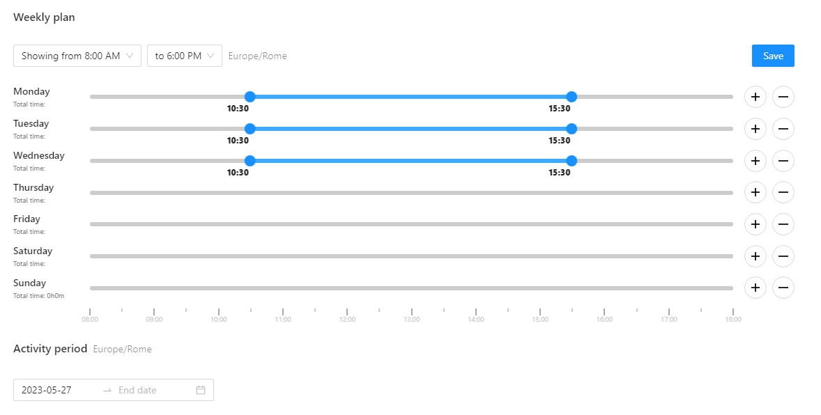 Availability Plan Configuration