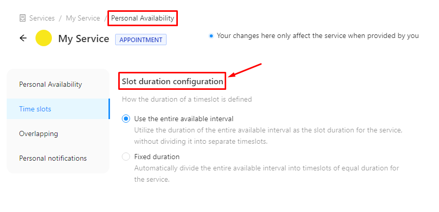 Service Setting Delegated